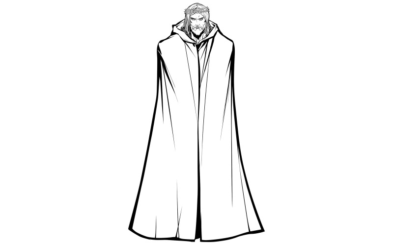 Download Иллюстрация "Jesus Standing Tall Line Art - Illustration" / Jesus Standing Tall Line Art - Illustration - Иллюстрация на тему графика jesus,christ,jesus christ,savior,christianity,christian,portrait,standing,tall,serious,judging,reproaching,religion,religious,faith,holy,symbol,sign,god,son