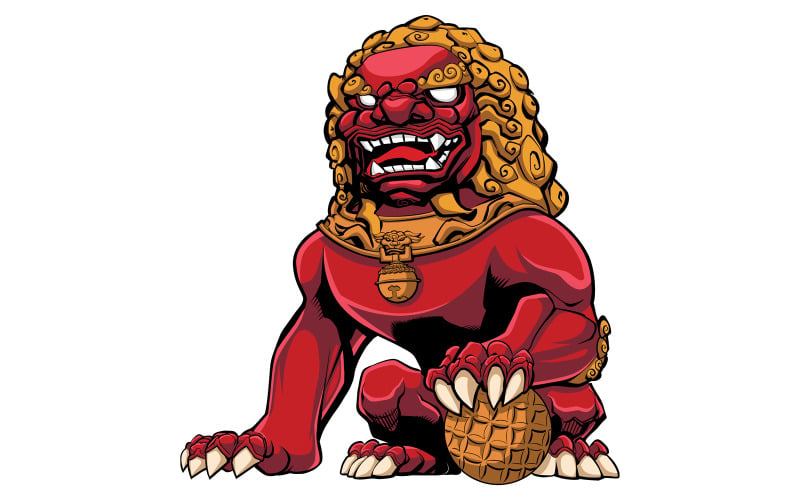 León chino rojo - ilustración
