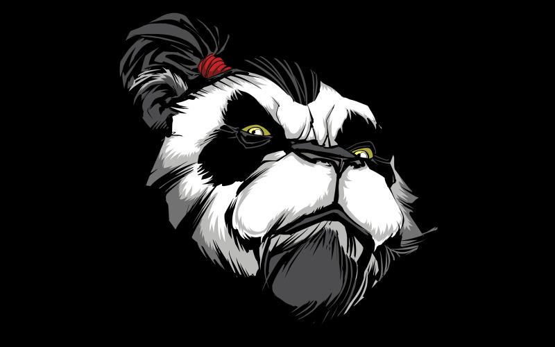 Download Иллюстрация "Panda Master on Black - Illustration" / Panda Master on Black - Illustration - Иллюстрация на тему графика panda,warrior,teacher,master,bear,head,face,portrait,chinese,animal,mammal,proud,powerful,kung fu,kungfu,asian,beast,symbol,national,patriotic