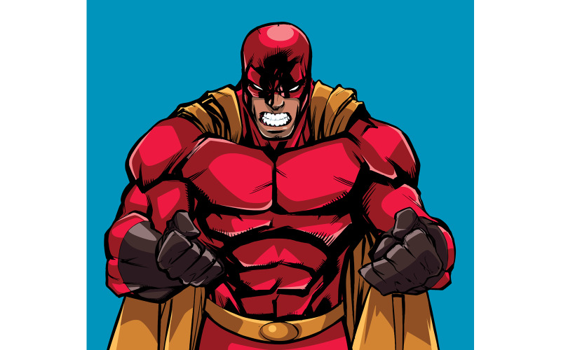 Download Иллюстрация "Raging Superhero - Illustration" / Raging Superhero - Illustration - Иллюстрация на тему графика superhero,super,hero,man,power,raging,rage,fury,fierce,mad,angry,ferocious,action,battle,villain,clenched,fist,comic book,comics,comic