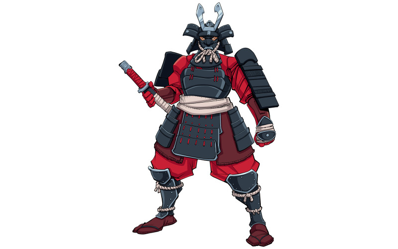 Download Иллюстрация "Samurai Warrior Black - Illustration" / Samurai Warrior Black - Illustration - Иллюстрация на тему графика samurai,warrior,fighter,assassin,ronin,rounin,asian,japanese,knight,character,soldier,figure,sword,katana,blade,helm,comic,style,book,black