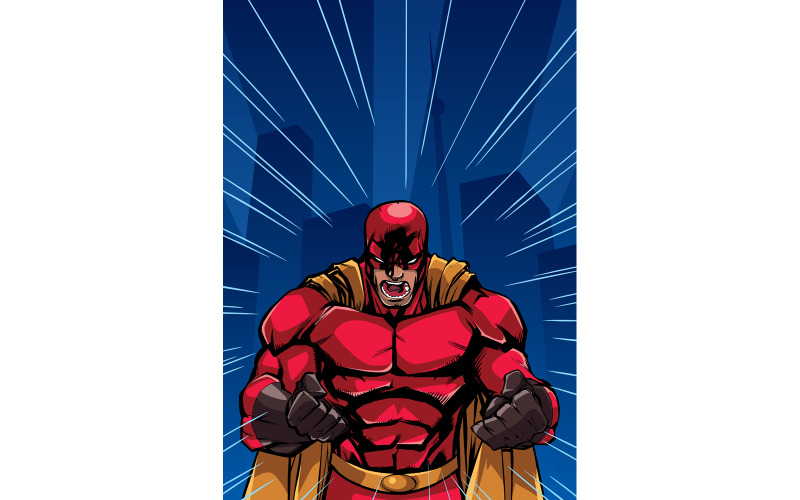 Download Иллюстрация "Screaming Superhero Background - Illustration" / Screaming Superhero Background - Illustration - Иллюстрация на тему графика superhero,super,hero,man,power,raging,rage,fury,fierce,mad,angry,ferocious,scream,cry,battle cry,copy space,copyspace,city,cityscape,art deco