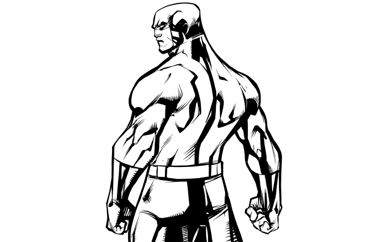 Download Иллюстрация "Superhero Back Battle Mode No Cape Line Art - Illustration" / Superhero Back Battle Mode No Cape Line Art - Illustration - Иллюстрация на тему графика man,hero,superhero,super,character,ready,courage,action,power,powerful,strong,strength,back,rear view,muscular,muscles,determined,determination,vigilance,vigilant