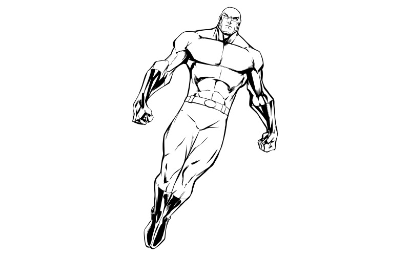 Download Иллюстрация "Superhero Flying 7 Line Art - Illustration" / Superhero Flying 7 Line Art - Illustration - Иллюстрация на тему графика man,hero,superhero,super,powerful,muscles,power,energy,line art,black,illustration,vector,cartoon,character,on white,full length,comic,comic strip,book,coloring
