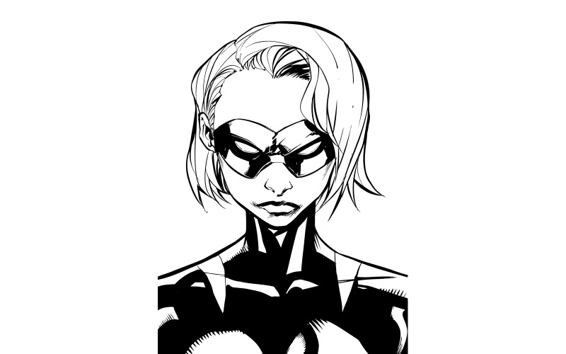 Download Иллюстрация "Superheroine Portrait Masked Line Art - Illustration" / Superheroine Portrait Masked Line Art - Illustration - Иллюстрация на тему графика hero,cartoon,character,superhero,superheroine,super,heroine,female,woman,power,powerful,portrait,illustration,line art,hand drawn,mask,masked,under cover,undercover