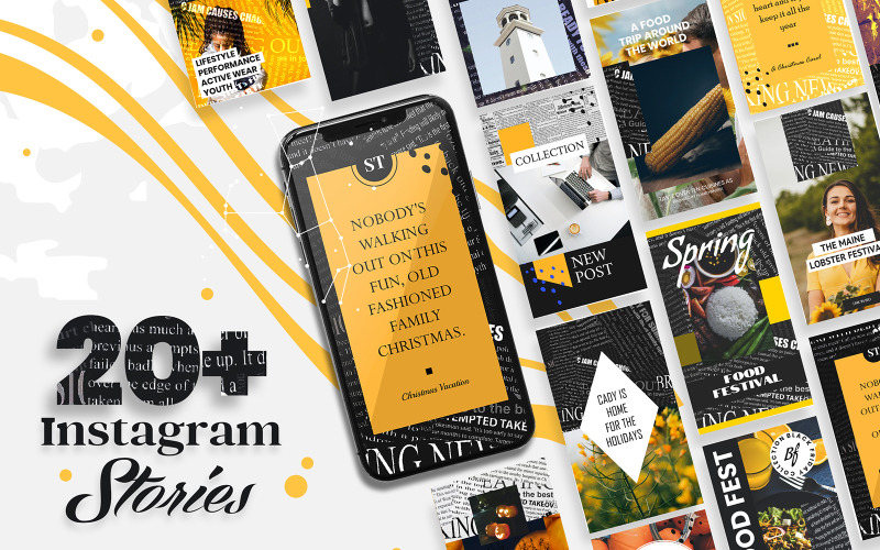 Download Шаблон для соцсетей "Instagram Stories Pack Social Media Template" / Instagram Stories Pack Social Media Template - Шаблон для соцсетей на тему графика instagram,stories,social,media,templates,promotions,template,post,banner,facebook,story,creative,modern,fashion,blog