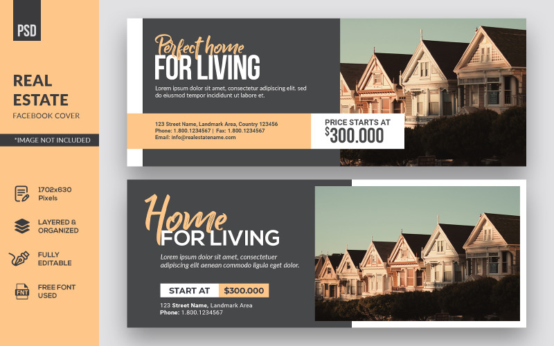 Download Шаблон для соцсетей "Real Estate Facebook Cover Social Media Template" / Real Estate Facebook Cover Social Media Template - Шаблон для соцсетей на тему графика facebook,cover,banner,page,facebook cover,social media,business,real estate,city,graphic,office,house,industry,construction,home,industrial,architecture,modern,template,advertising