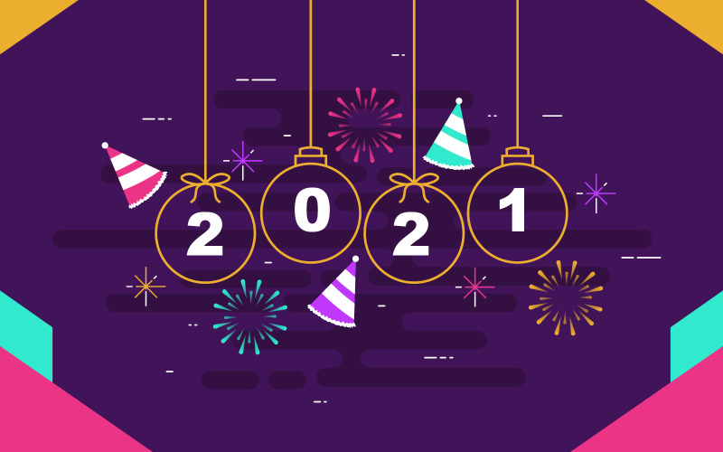 Download Иллюстрация "Lantern New Year - Illustration" / Lantern New Year - Illustration - Иллюстрация на тему графика lantern,fireworks,snowflake,happy,new,holiday,greeting,card,background,vector,illustration,concept,2021,year,celebrate,banner,text,festive,graphic,party