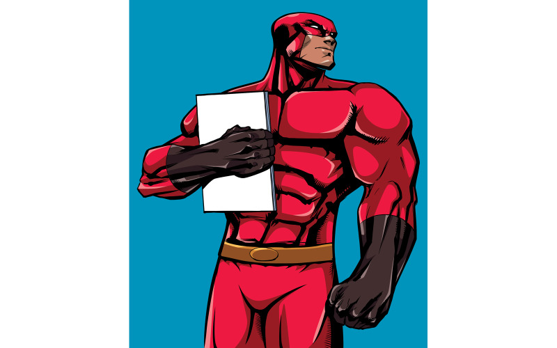 Download Иллюстрация "Superhero Holding Book 2 - Illustration" / Superhero Holding Book 2 - Illustration - Иллюстрация на тему графика man,hero,superhero,super,powerful,power,energy,line art,illustration,vector,cartoon,character,on white,comic,comic strip,book,holding,carrying,bringing,propaganda