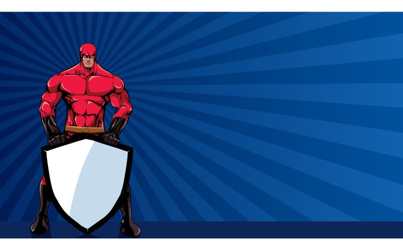 Download Иллюстрация "Superhero Holding Shield Ray Light Horizontal - Illustration" / Superhero Holding Shield Ray Light Horizontal - Illustration - Иллюстрация на тему графика superhero,super,hero,man,shield,security,ray,light,abstract,background,sun,sunlight,copyspace,copy space,concept,justice,savior,defender,protector,power