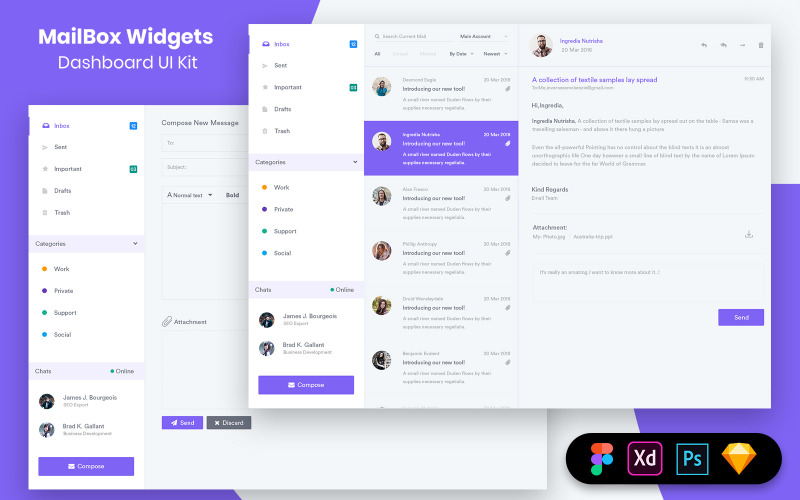 Zestaw interfejsu pulpitu nawigacyjnego MailBox Widgets
