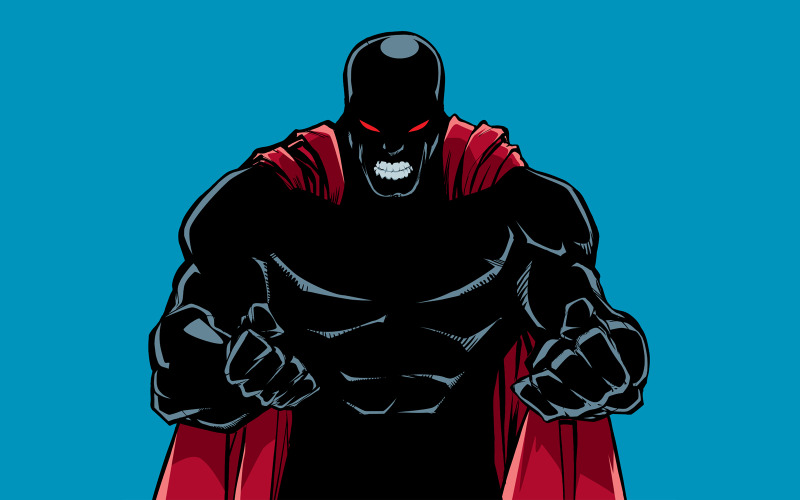 Silhueta de super-herói furioso - ilustração