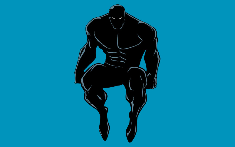 Super-héros assis sans silhouette de cap - Illustration