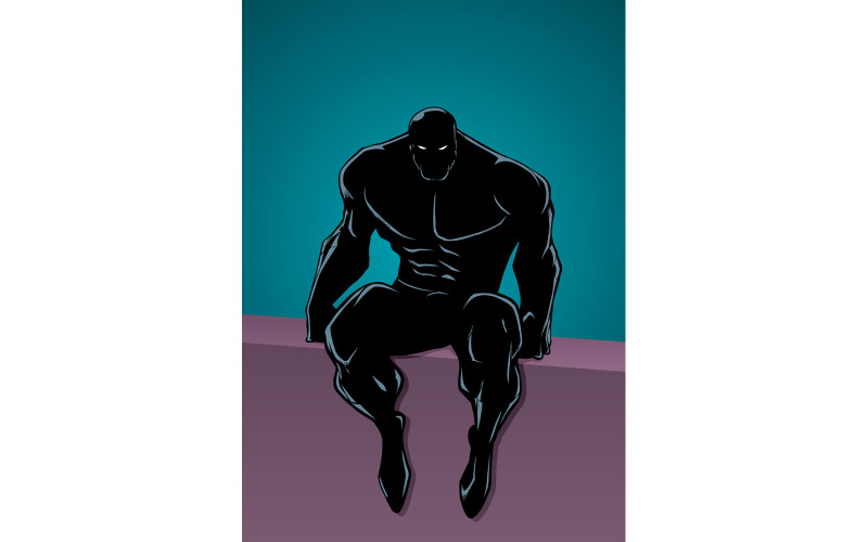 Superbohater siedzący na ścianie sylwetka - ilustracja
