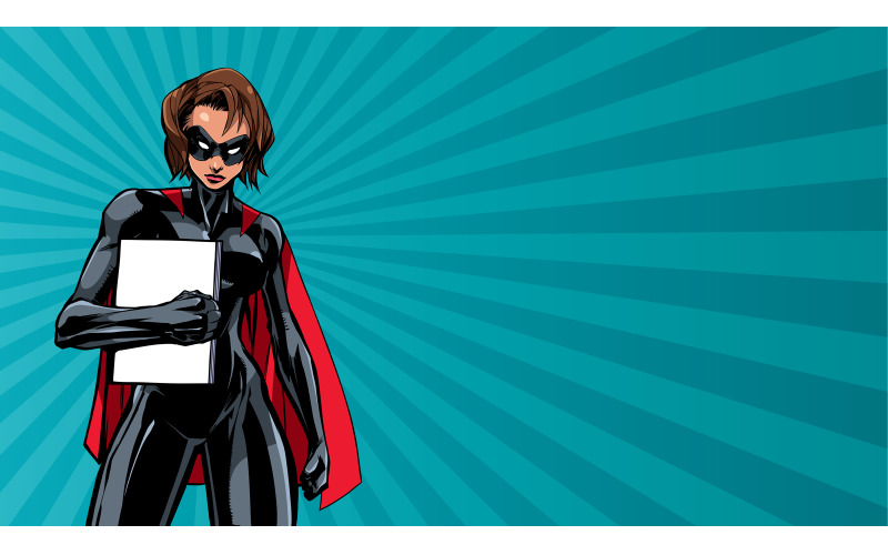 Супергероїня тримає книгу Рей Світло - ілюстрація