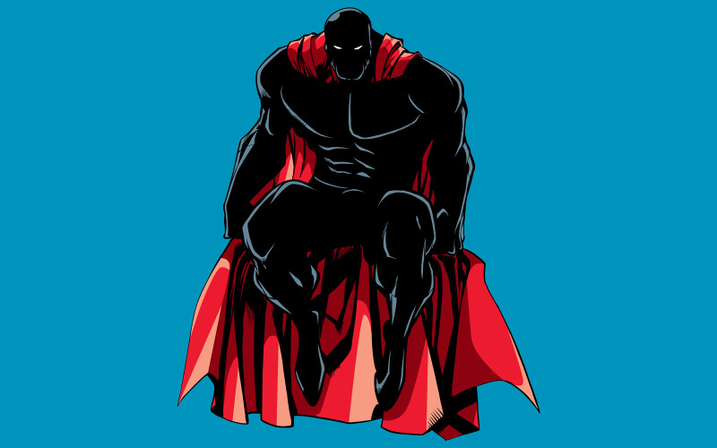 Superheld zittend silhouet - illustratie