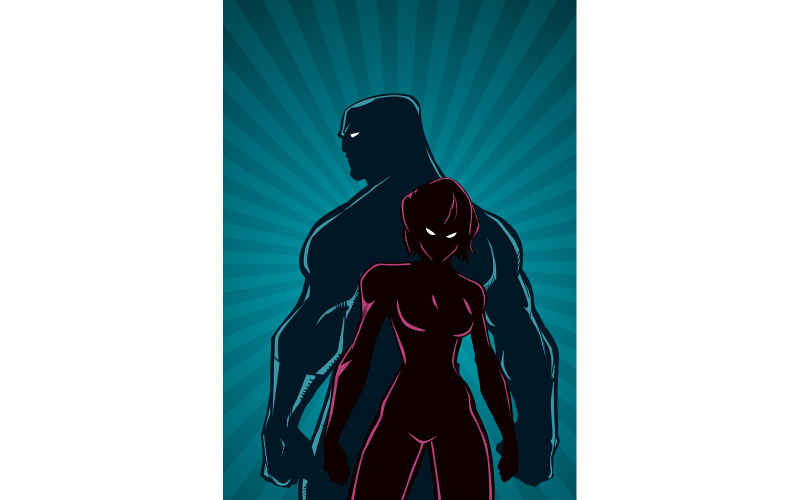 Download Иллюстрация "Superhero Couple Ray Light Vertical Silhouette - Illustration" / Superhero Couple Ray Light Vertical Silhouette - Illustration - Иллюстрация на тему графика man,woman,hero,superhero,super,couple,family,heroine,superheroine,love,together,silhouette,abstract,ray,light,sunlight,sun,beam,background,night