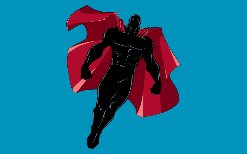 Download Иллюстрация "Superhero Flying Silhouette 6 - Illustration" / Superhero Flying Silhouette 6 - Illustration - Иллюстрация на тему графика man,cape,hero,superhero,super,powerful,muscles,power,energy,silhouette,illustration,vector,cartoon,character,on white,full length,comic,comic strip,book,flying