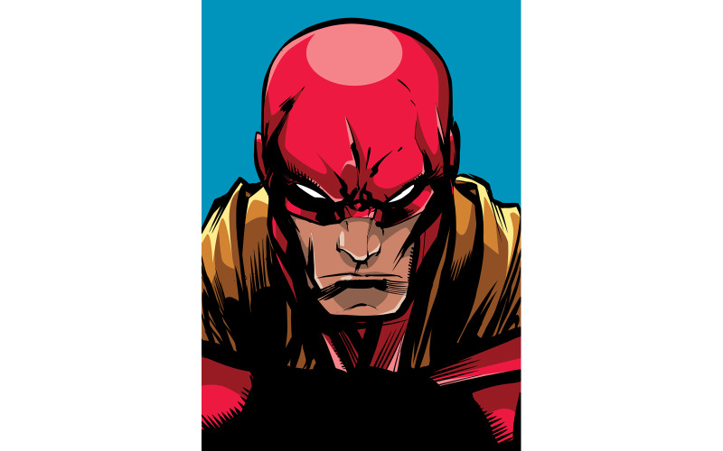 Download Иллюстрация "Superhero Portrait - Illustration" / Superhero Portrait - Illustration - Иллюстрация на тему графика hero,cartoon,character,superhero,power,powerful,portrait,illustration,line art,hand drawn,looking at camera,on white,isolated,white background,comics,comic book,comic