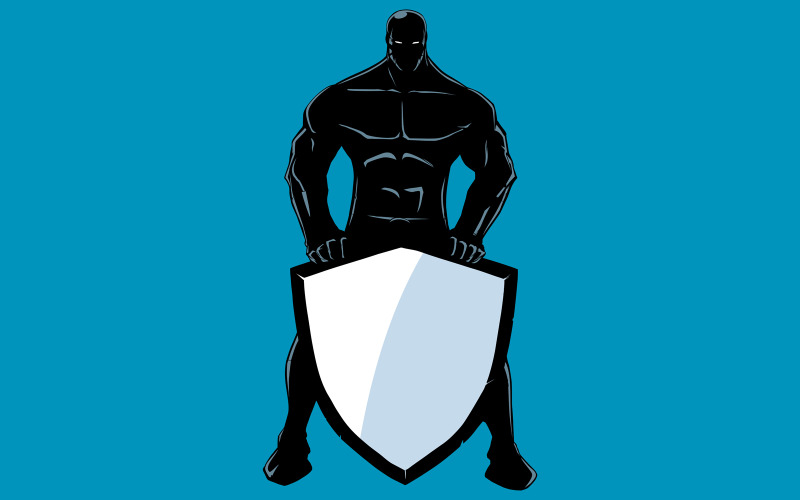 Superhéroe con escudo sin silueta de capa - Ilustración