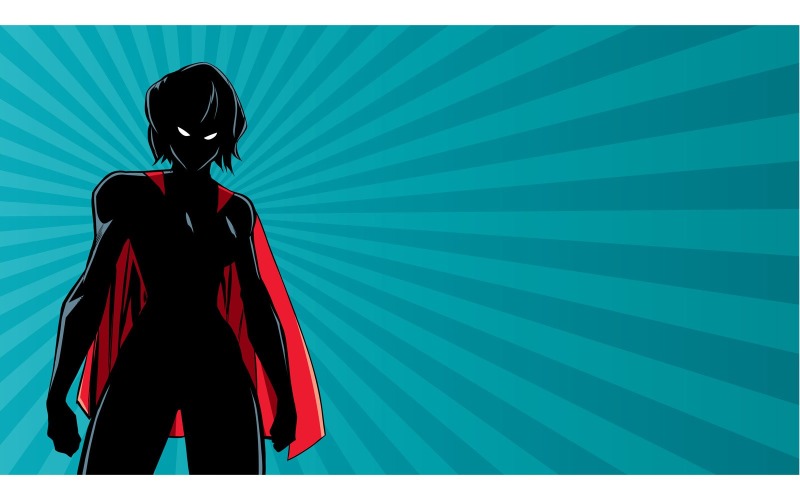 Download Иллюстрация "Superheroine Battle Mode Horizontal Silhouette - Illustration" / Superheroine Battle Mode Horizontal Silhouette - Illustration - Иллюстрация на тему графика woman,girl,female,super,heroine,superhero,superheroine,hero,silhouette,abstract,background,ray,light,sun,sunlight,cape,mask,cartoon,strong,powerful