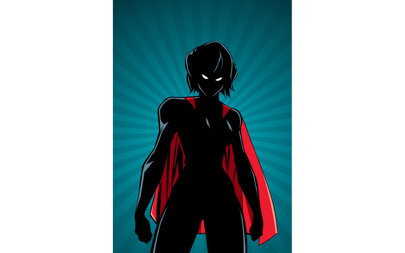 Superheroine Battle Mode Ray Light Vertical Silhouette - Illustration