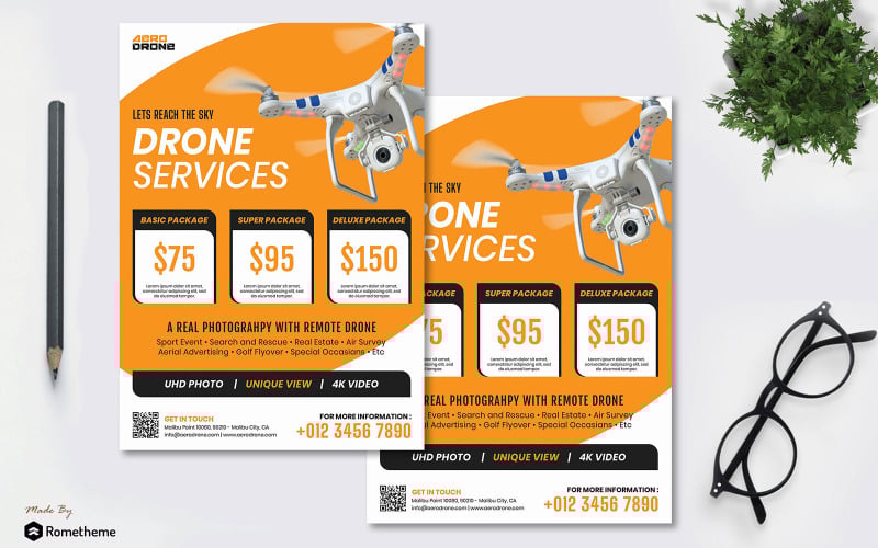 Download Фирменный стиль "AeroDrone Flyer - Corporate Identity Template" / AeroDrone Flyer - Corporate Identity Template - Фирменный стиль на тему графика aero,banner,cbrochure,drone,elegant,fly,flyer,flying,marketing,orange,poster,psd,services,tech,technology,template,white,yellow