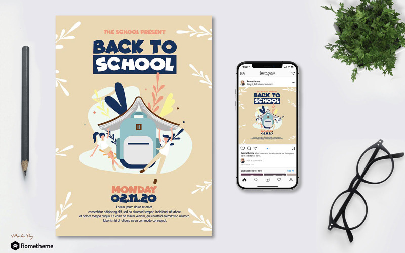 Download Фирменный стиль "Back to School - Flyer AS - Corporate Identity Template" / Back to School - Flyer AS - Corporate Identity Template - Фирменный стиль на тему графика back,banner,blue,book,brochure,business,calculator,cloud,creative,discount,drawing,ecourse,education,event,illustration,instagram,invitation,kids,kindergarten