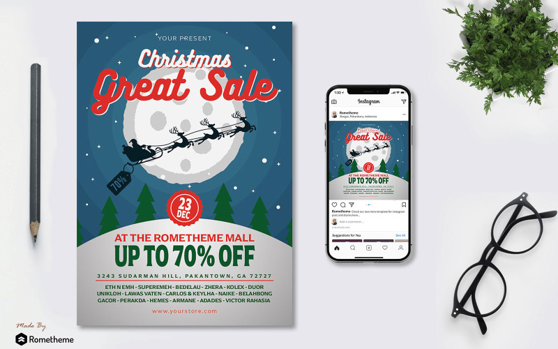 Download Фирменный стиль "Christmas Great Sale Flyer Vol.01 KF - Corporate Identity Template" / Christmas Great Sale Flyer Vol.01 KF - Corporate Identity Template - Фирменный стиль на тему графика ads,banner,brochure,business,christmast,clause,creative,deer,design,discount,event,festival,flyer,frozen,great,green,grey,illustration,market,marketing