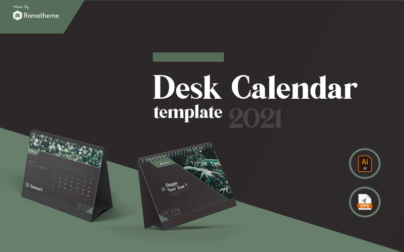 Download Фирменный стиль "Desk Calendar Template 2021 VW - Corporate Identity Template" / Desk Calendar Template 2021 VW - Corporate Identity Template - Фирменный стиль на тему графика tropical,creative,calendar,print,design,wall,professional,poster,business,corporate,company,2021,green,template,a5,black,leave,aesthetic