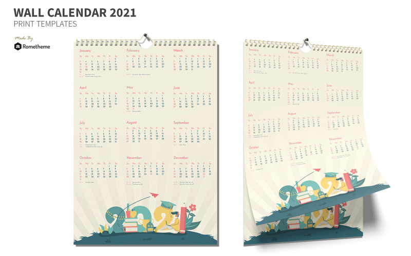 Download Фирменный стиль "Education - Creative Calendar 2021 GR - Corporate Identity Template" / Education - Creative Calendar 2021 GR - Corporate Identity Template - Фирменный стиль на тему графика 2021,agency,business,calendar,company,corporate,cream,creative,design,education,green,illustration,print,template,wall,yellow