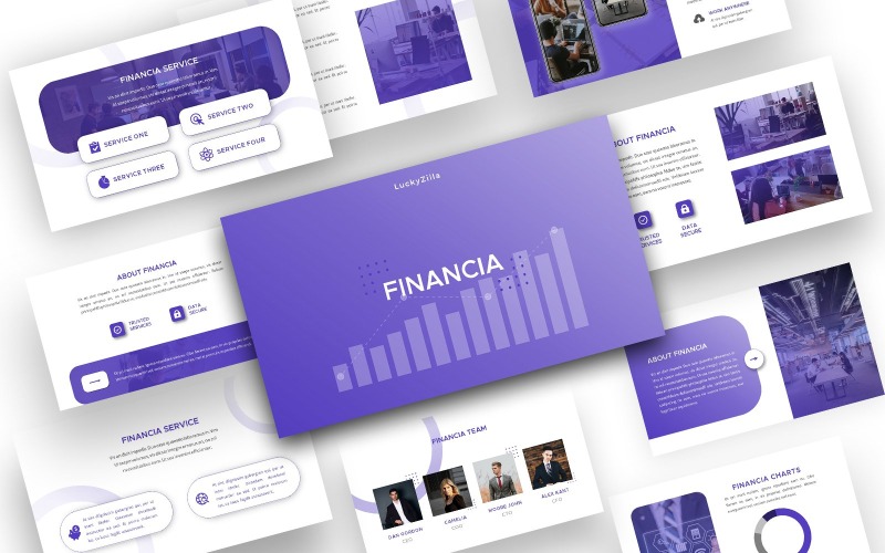Financia - Volledig geanimeerde PowerPoint-sjabloon voor multifunctionele presentaties