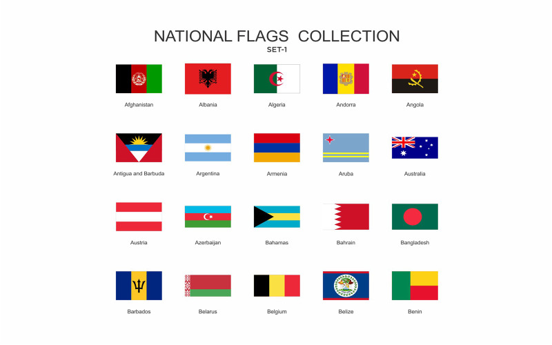Download Иллюстрация "National Flags Set Vol-1 - Illustration" / National Flags Set Vol-1 - Illustration - Иллюстрация на тему графика continents,countries,map,political map,traveling,vector,emblem,national,flag,coat,arms,country,symbol,nations,state,sign,nation,badge,symbolic object,europe