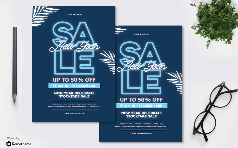 Download Фирменный стиль "Sale New Year Vol.02 - Flyer AS - Corporate Identity Template" / Sale New Year Vol.02 - Flyer AS - Corporate Identity Template - Фирменный стиль на тему графика sale,newyear,discount,product,shop,market,business,promotion,flyer,brochure,banner,a4,illustration