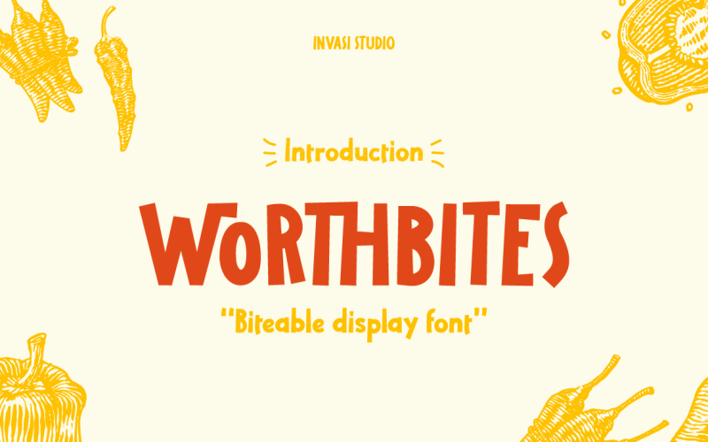 Download Шрифт "Worthbites | Display Font" / Worthbites | Display Font - Шрифт на тему графика display,font,playful,vintage,food,handmade,texture,fancy,classic,bold,upparcase,letter,press,logo,cute,modern