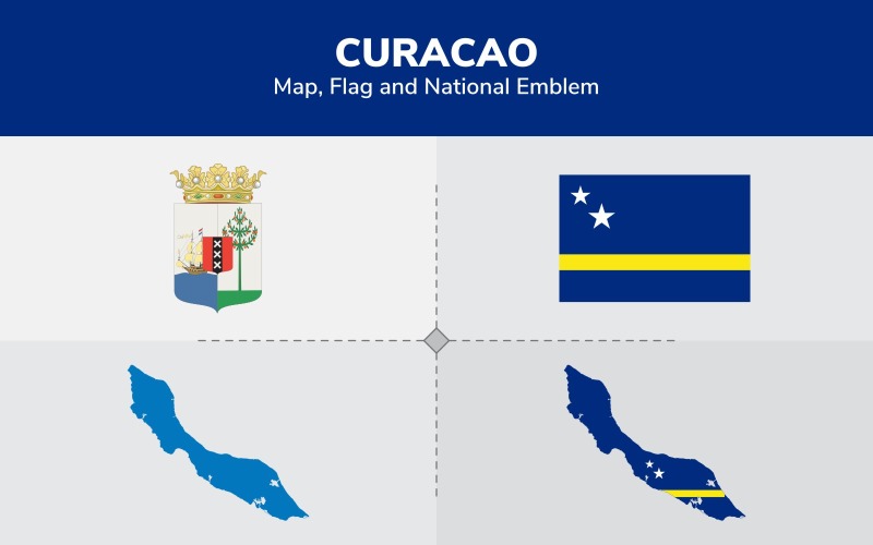 Download Иллюстрация "Curacao Map, Flag and National Emblem - Illustration" / Curacao Map, Flag and National Emblem - Illustration - Иллюстрация на тему графика continents,countries,map,political map,traveling,vector,emblem,national,flag,coat,arms,country,symbol,nations,state,sign,nation,badge,symbolic object,europe