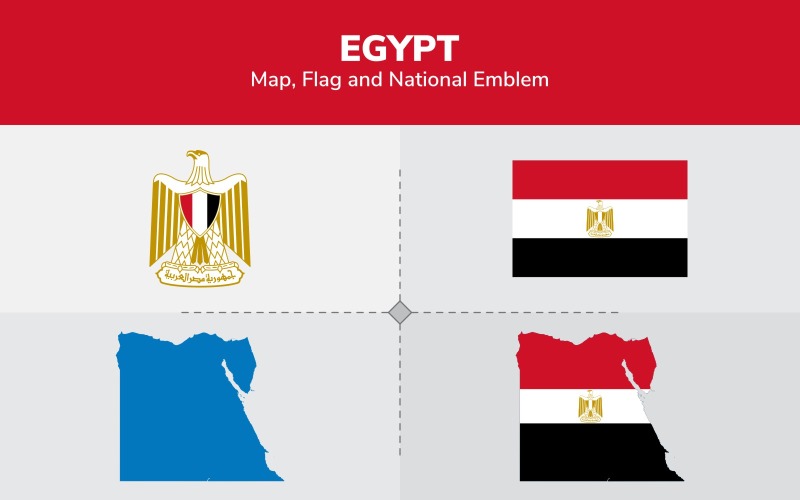 Download Иллюстрация "Egypt Map, Flag and National Emblem - Illustration" / Egypt Map, Flag and National Emblem - Illustration - Иллюстрация на тему графика continents,countries,map,political map,traveling,vector,emblem,national,flag,coat,arms,country,symbol,nations,state,sign,nation,badge,symbolic object,europe
