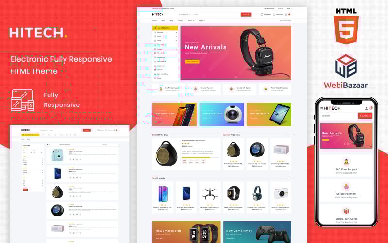 Hitech - HTML5 e-commerce websitesjabloon