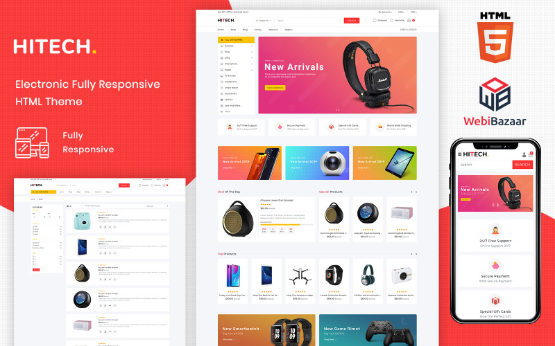 Hitech - HTML5 e-handelswebbplatsmall