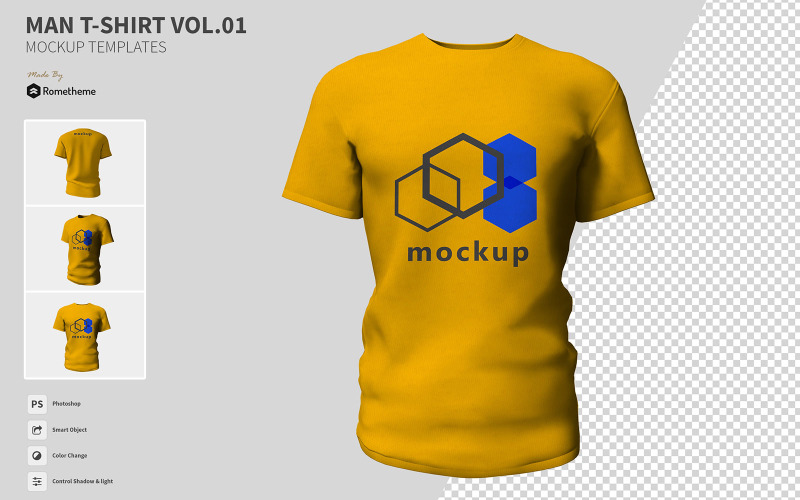 Download Мокап для продукта "Man Tshirt -  Template product mockup" / Man Tshirt -  Template product mockup - Мокап для продукта на тему графика mockup,mockups,man,tshirt,yellow,apparel,fashion,creative,psd,branding,arrival,3d