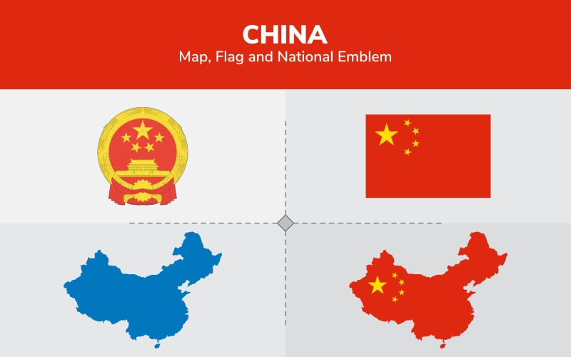 Mapa da rede, bandeira e emblema nacional - ilustração