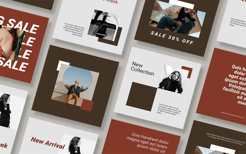 Download Шаблон для соцсетей "Niwa - Fashion Instagram BL Social Media Template" / Niwa - Fashion Instagram BL Social Media Template - Шаблон для соцсетей на тему графика niwa,fashion,stylish,feminine,business,shop,market,branding,creative,company,maroon,instagram,post,feed,sales
