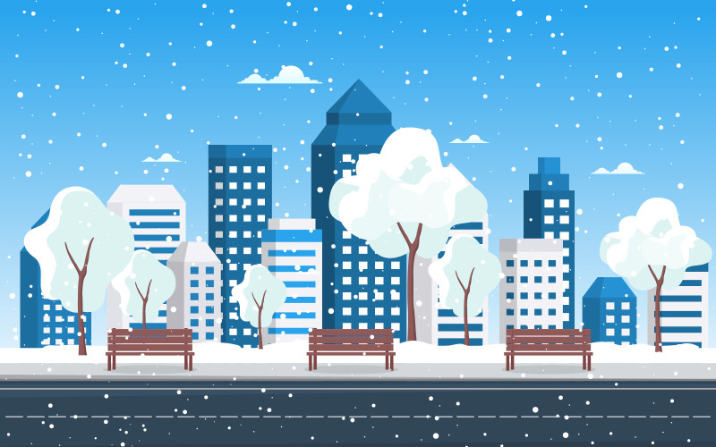 Bâtiment de neige d'hiver - Illustration
