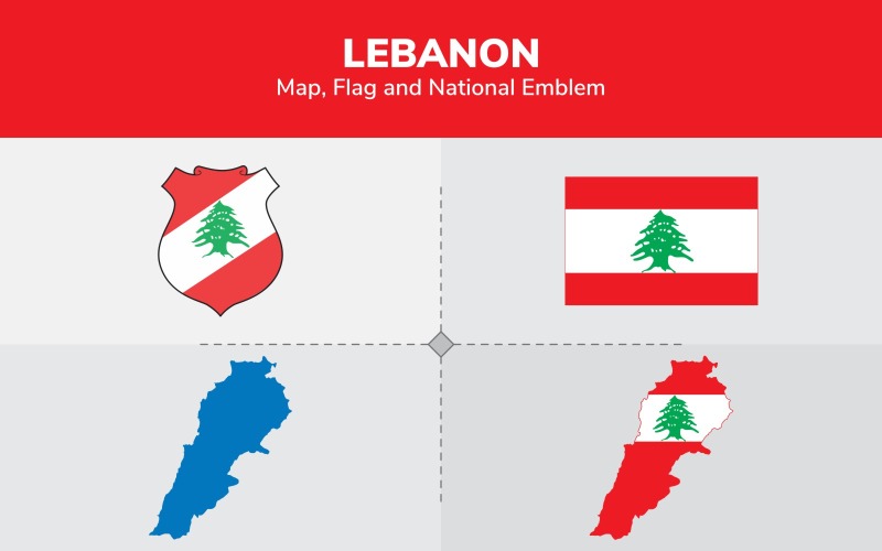 Download Иллюстрация "Lebanon Map, Flag and National Emblem - Illustration" / Lebanon Map, Flag and National Emblem - Illustration - Иллюстрация на тему графика continents,countries,map,political map,traveling,vector,emblem,national,flag,coat,arms,country,symbol,nations,state,sign,nation,badge,symbolic object,europe