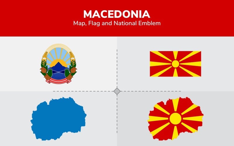 Download Иллюстрация "Macedonia Map, Flag and National Emblem - Illustration" / Macedonia Map, Flag and National Emblem - Illustration - Иллюстрация на тему графика continents,countries,map,political map,traveling,vector,emblem,national,flag,coat,arms,country,symbol,nations,state,sign,nation,badge,symbolic object,europe