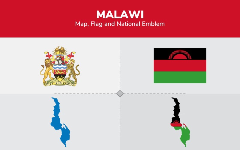 Malavi Haritası, Bayrak ve Ulusal Amblem - İllüstrasyon
