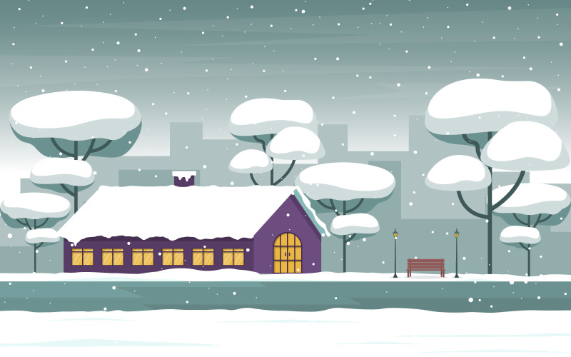 Paisaje de la casa de la ciudad - Ilustración