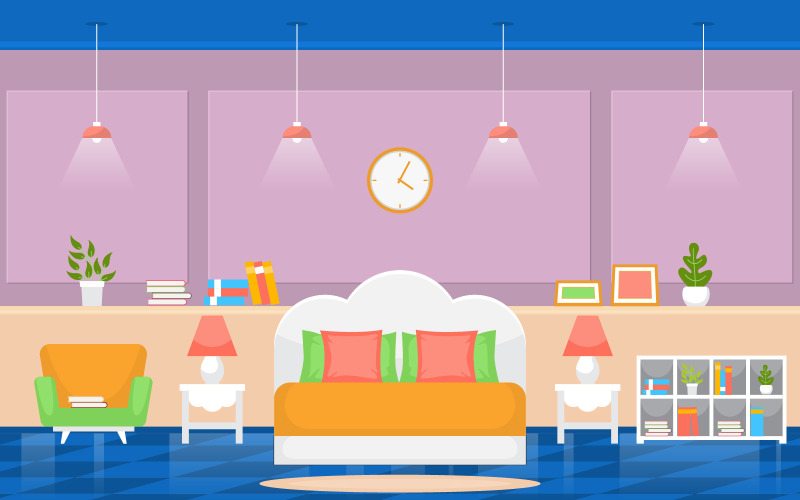 Download Иллюстрация "Sleeping Bedroom Design - Illustration" / Sleeping Bedroom Design - Illustration - Иллюстрация на тему графика bedroom,sleeping,room,bed,interior,design,modern,house,illustration,vector,concept,sleep,indoor,comfortable,furniture,bedstead,hanging,lamp,clock,books