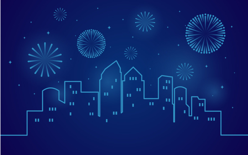 Stad vuurwerk vakantie - illustratie