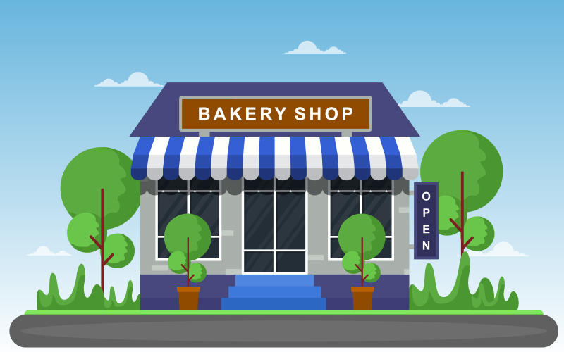 Vitrine de boulangerie de rue - illustration